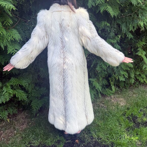 Full Length Genuine Fox Fur Coat Size 10 (8 - 13)  Arctic Golden Isle Fox - Picture 5 of 15